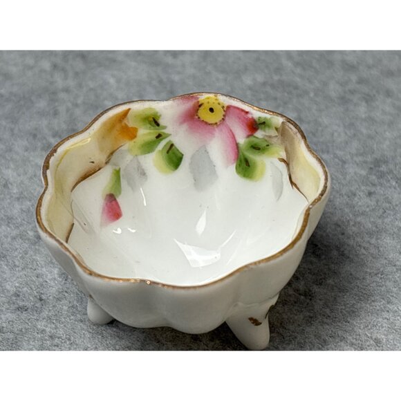 Hand-Painted Nippon Footed Salt Dips Floral Design 1950s - Picture 2 of 6